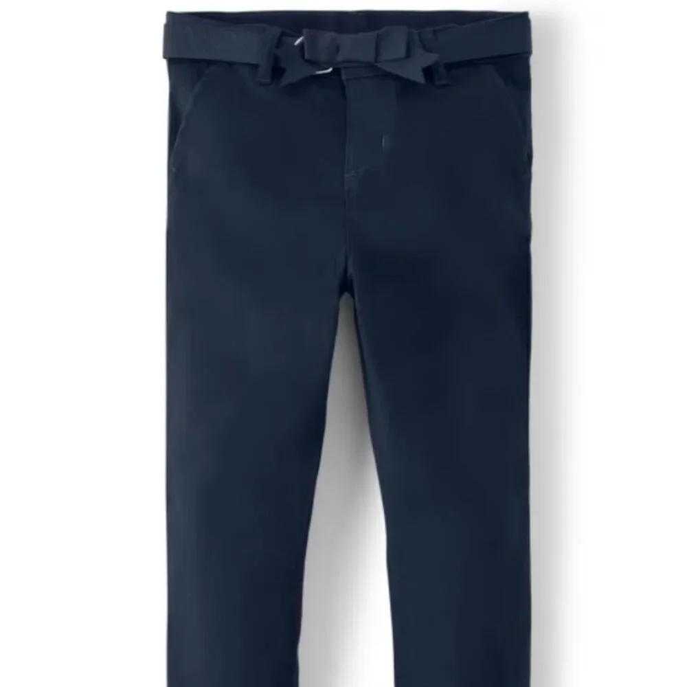 Gymboree Girls Blue Belted Woven Chino Pants NWT Uniform School Preppy Bow